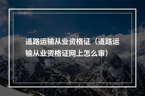 道路运输从业资格证（道路运输从业资格证网上怎么审）