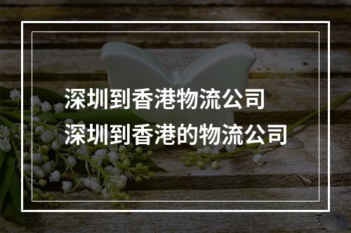 深圳到香港物流公司 深圳到香港的物流公司