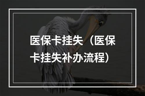 医保卡挂失（医保卡挂失补办流程）
