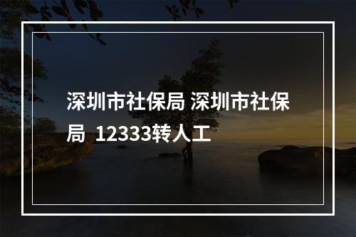 深圳市社保局 深圳市社保局  12333转人工