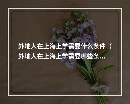 外地人在上海上学需要什么条件（外地人在上海上学需要哪些条件）