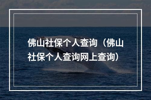 佛山社保个人查询（佛山社保个人查询网上查询）