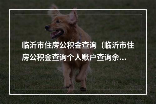 临沂市住房公积金查询（临沂市住房公积金查询个人账户查询余额）