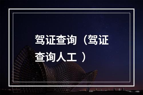 驾证查询（驾证查询人工  ）