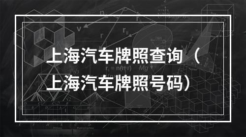上海汽车牌照查询（上海汽车牌照号码）