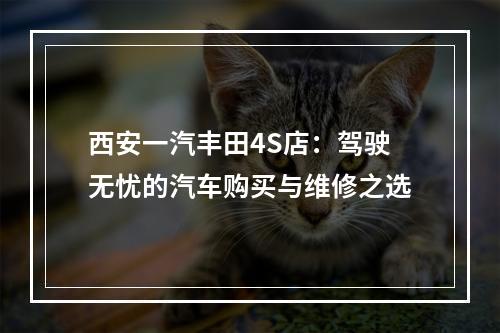 西安一汽丰田4S店：驾驶无忧的汽车购买与维修之选