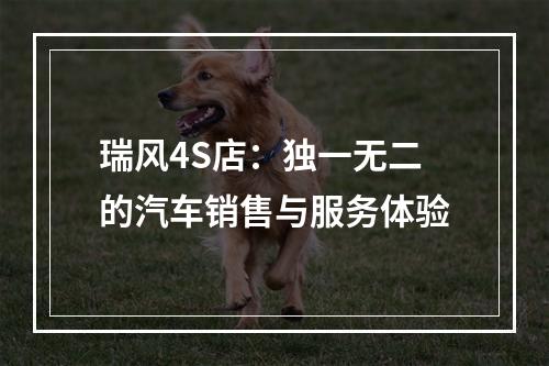 瑞风4S店：独一无二的汽车销售与服务体验