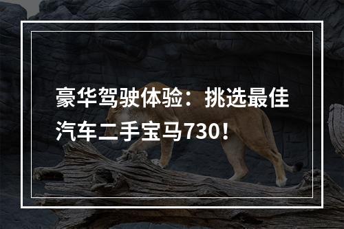 豪华驾驶体验：挑选最佳汽车二手宝马730！