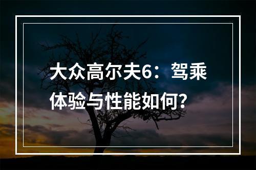 大众高尔夫6：驾乘体验与性能如何？