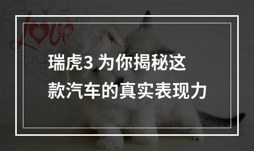 瑞虎3 为你揭秘这款汽车的真实表现力