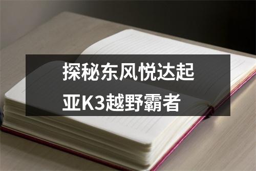探秘东风悦达起亚K3越野霸者