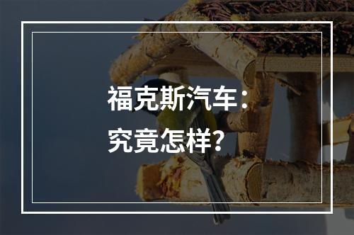 福克斯汽车：究竟怎样？