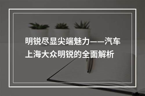 明锐尽显尖端魅力——汽车上海大众明锐的全面解析