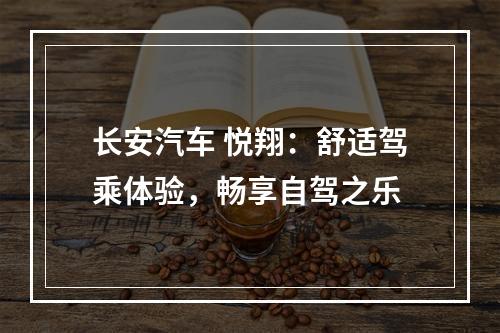 长安汽车 悦翔：舒适驾乘体验，畅享自驾之乐