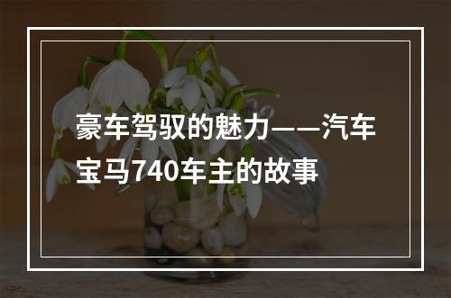 豪车驾驭的魅力——汽车宝马740车主的故事
