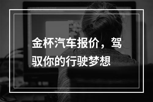 金杯汽车报价，驾驭你的行驶梦想