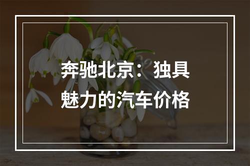 奔驰北京：独具魅力的汽车价格
