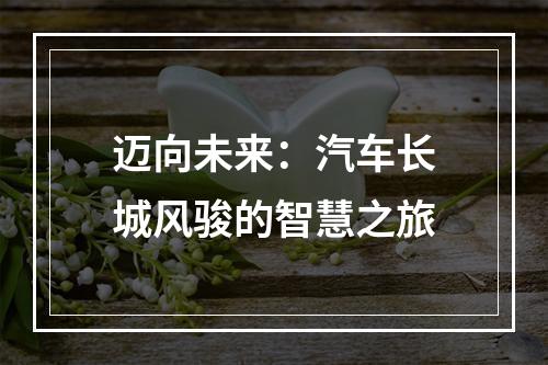 迈向未来：汽车长城风骏的智慧之旅