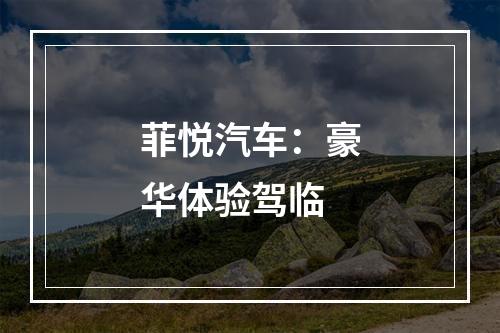 菲悦汽车：豪华体验驾临