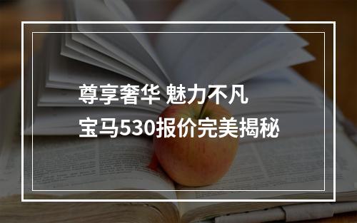 尊享奢华 魅力不凡  宝马530报价完美揭秘