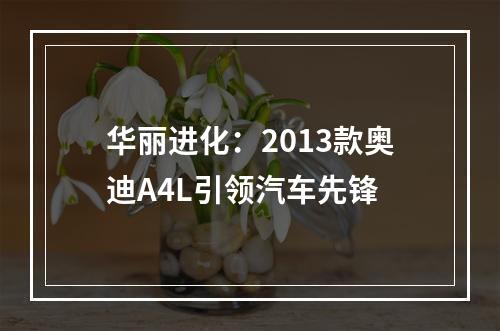 华丽进化：2013款奥迪A4L引领汽车先锋