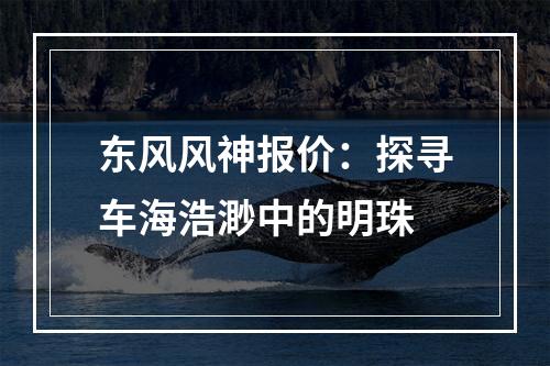 东风风神报价：探寻车海浩渺中的明珠