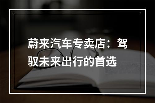 蔚来汽车专卖店：驾驭未来出行的首选