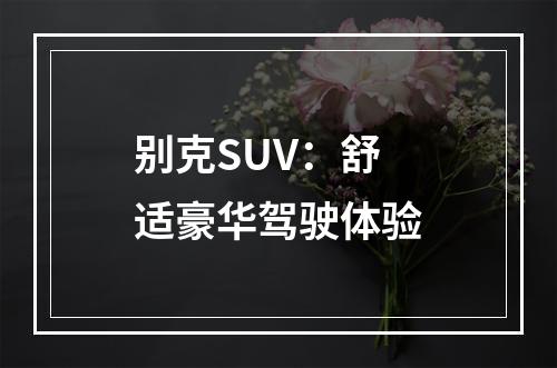 别克SUV：舒适豪华驾驶体验