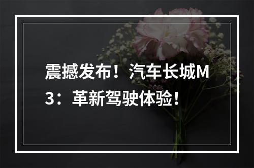 震撼发布！汽车长城M3：革新驾驶体验！