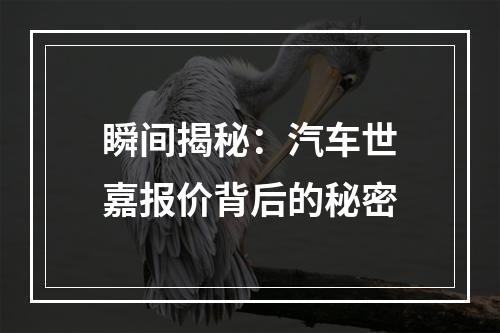 瞬间揭秘：汽车世嘉报价背后的秘密