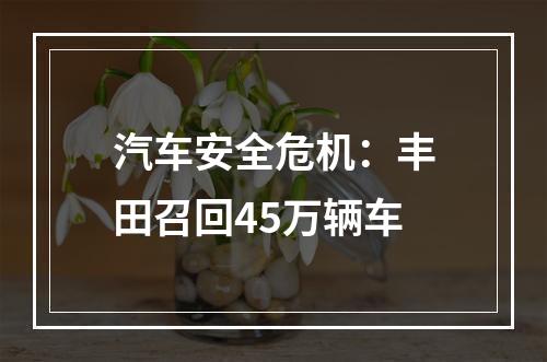 汽车安全危机：丰田召回45万辆车