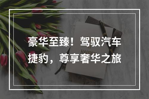 豪华至臻！驾驭汽车捷豹，尊享奢华之旅