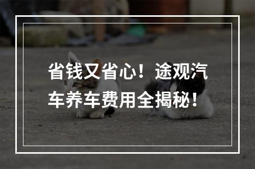 省钱又省心！途观汽车养车费用全揭秘！