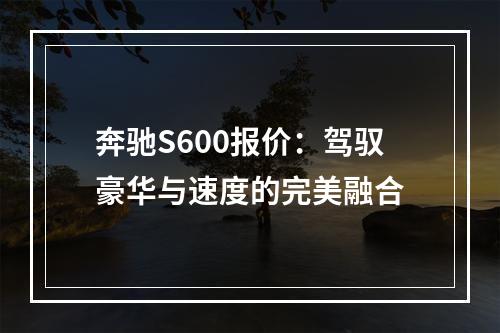 奔驰S600报价：驾驭豪华与速度的完美融合