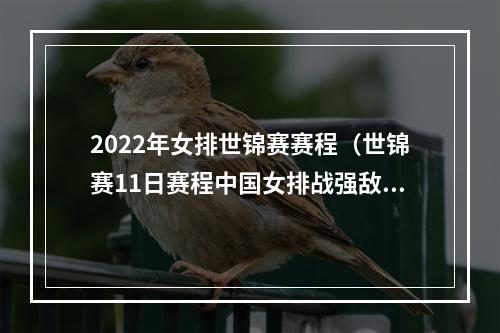 2022年女排世锦赛赛程（世锦赛11日赛程中国女排战强敌要敢于亮剑东道主出局毫无悬念）