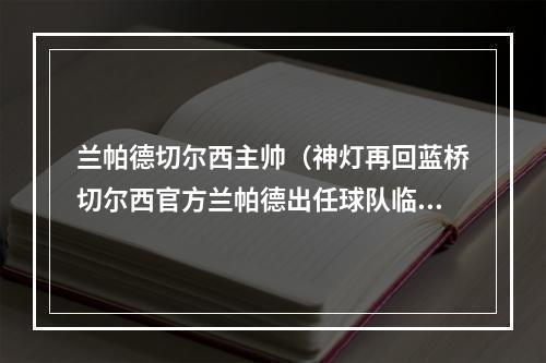 兰帕德切尔西主帅（神灯再回蓝桥切尔西官方兰帕德出任球队临时主帅）