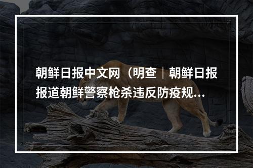 朝鲜日报中文网（明查｜朝鲜日报报道朝鲜警察枪杀违反防疫规定的工人没发过）