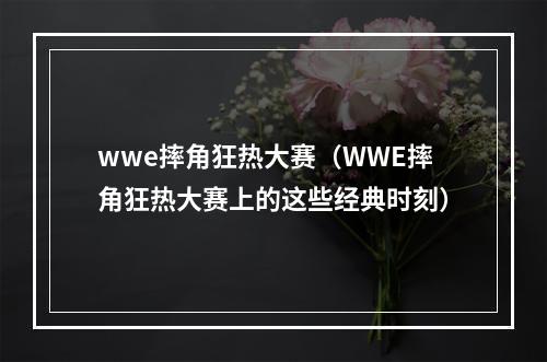 wwe摔角狂热大赛（WWE摔角狂热大赛上的这些经典时刻）