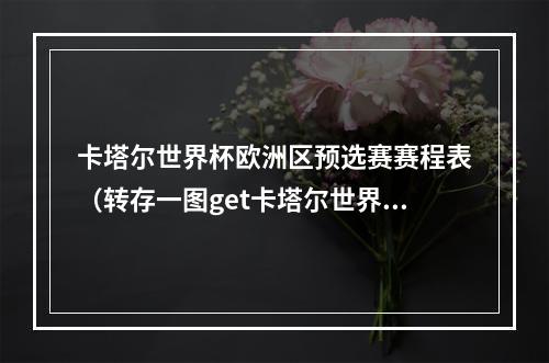 卡塔尔世界杯欧洲区预选赛赛程表（转存一图get卡塔尔世界杯完整版赛程）
