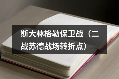斯大林格勒保卫战（二战苏德战场转折点）