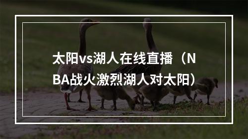 太阳vs湖人在线直播（NBA战火激烈湖人对太阳）