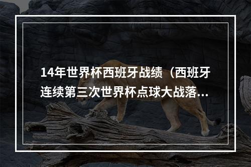 14年世界杯西班牙战绩（西班牙连续第三次世界杯点球大战落败）