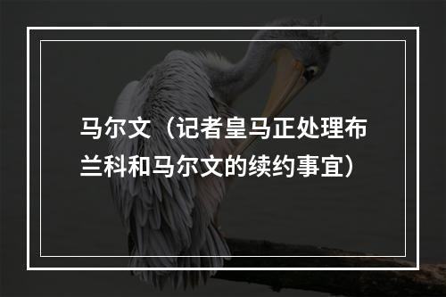 马尔文（记者皇马正处理布兰科和马尔文的续约事宜）