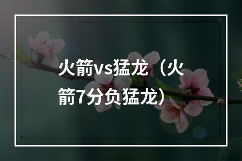火箭vs猛龙（火箭7分负猛龙）