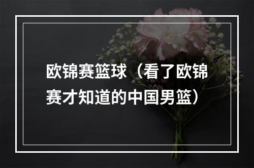 欧锦赛篮球（看了欧锦赛才知道的中国男篮）