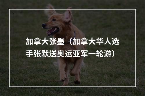 加拿大张墨（加拿大华人选手张默送奥运亚军一轮游）