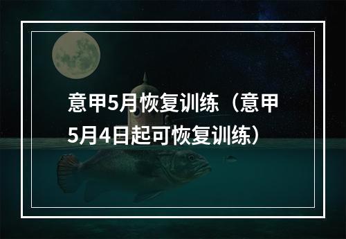 意甲5月恢复训练（意甲5月4日起可恢复训练）