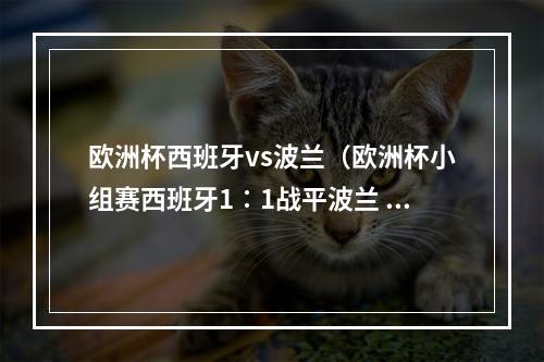 欧洲杯西班牙vs波兰（欧洲杯小组赛西班牙1∶1战平波兰 末轮面临出线生死战）