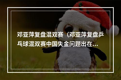 邓亚萍复盘混双赛（邓亚萍复盘乒乓球混双赛中国失金问题出在第三局）