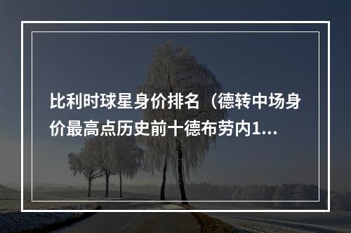 比利时球星身价排名（德转中场身价最高点历史前十德布劳内15亿欧第一）